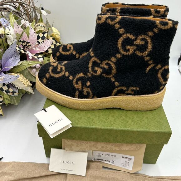 Men, Gucci, jumbo logo GG wool boots size 11.5!made in Italy - Picture 8 of 12